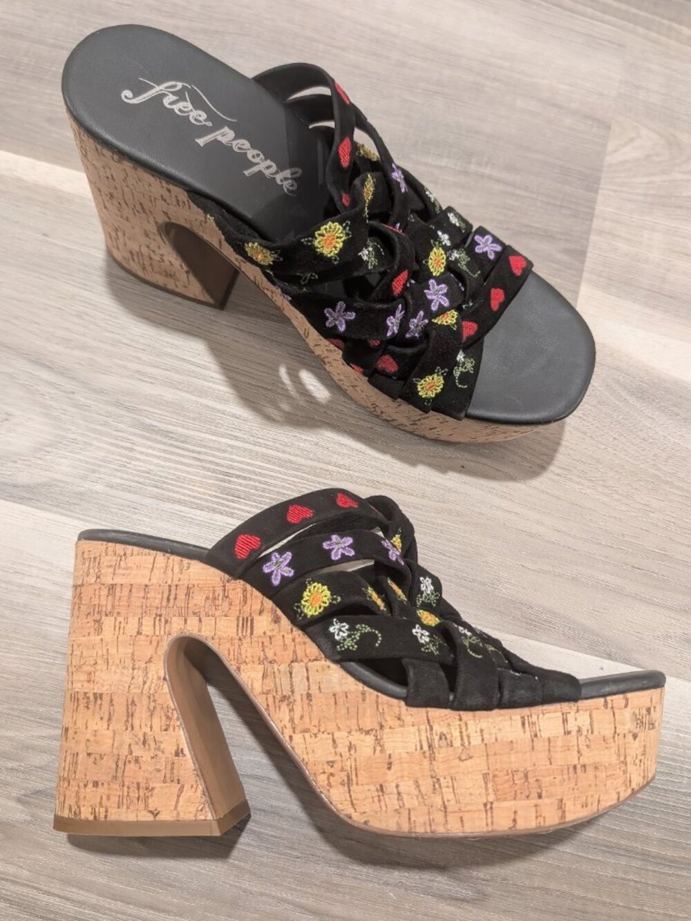 Free People | Lisbon Platform Mules In Black Suede Combo
